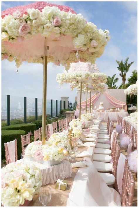 Umbrella Centerpiece, Luxury Baby Shower, Pink Baby Shower Decorations, Unique Baby Shower Themes, Floral Umbrellas, Umbrella Decorations, Newport Coast, Umbrella Wedding