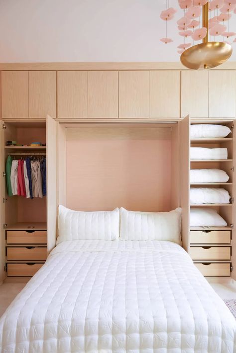 How to Maximize Space in Your Bedroom - The New York Times Guest Bedroom Closet Combo, Bed And Closet Combo, Office With Murphy Bed, Murphy Bed Office, Multipurpose Guest Room, Guest Room Colors, Small Guest Rooms, Tiny Loft, Small Guest Room