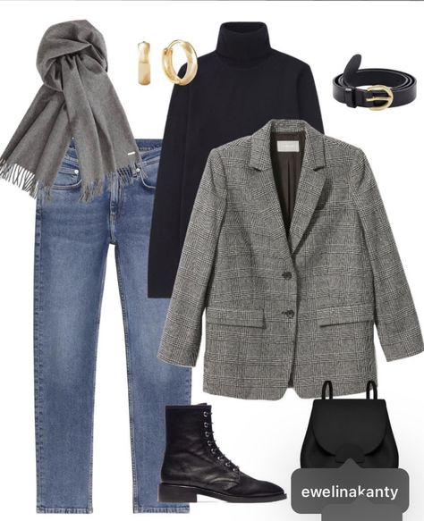 Grey Jacket Outfit, Grey Blazer Outfit, Street Style Outfits Casual, Looks Jeans, Best Winter Outfits, Jean Jacket Outfits, Gray Blazer, Blazer Outfit, Transition Outfits