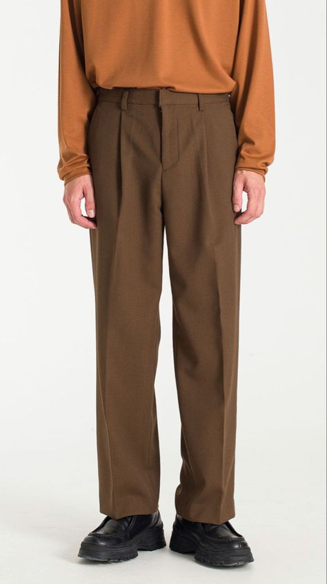 Slacks Men Outfits, Brown Slacks Men Outfits, Brown Slacks Outfit, Slacks Men, Slacks Outfit, Brown Slacks, Men Fashion Photoshoot, Mens Slacks, Outfit For Men