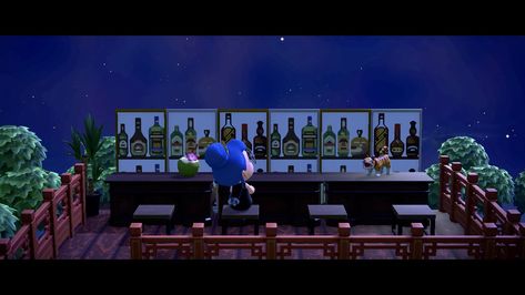 bar Acnh Hats, Animal Crossing 3ds, Acnh Ideas, Acnh Inspo, Island Ideas, Rooftop Bar, Under The Stars, Animal Crossing, The Magic