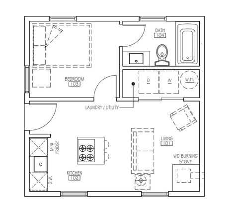 Excited to share this item from my #etsy shop: The Poky Shack (20'x20') #drawing #plan #tinyhouse #draft #cottage #minimalist #buildingplan Small Casita, Container Studio, Building Permit, House Plans For Sale, Granny Pod, Modern Garage, Cabin House Plans, Tiny House Floor Plans, Apartment Plans