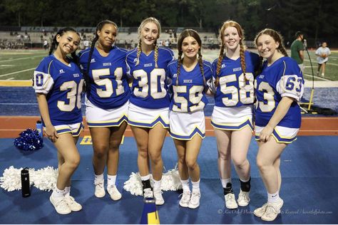 Cheer Football Jerseys, Fnl Fits, Cheer Jersey, Sideline Cheer, Cheer Things, Cheer Poses, Football Cheerleaders, Football Theme, Cheer Stunts