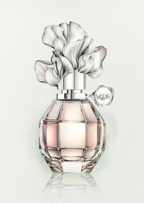 Viktor and Rolf Perfume Bottle Viktor And Rolf Perfume, Watercolor Mountains Tutorial, Bottle Illustration, Viktor And Rolf, Airplane Drawing, Valentines Illustration, Floral Watches, Deer Illustration, Moody Art