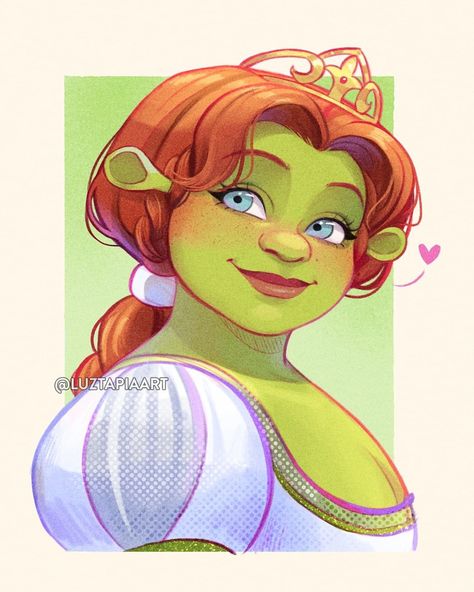 Shrek Drawing, Luz Tapia Art, Shrek And Fiona, Fanart Aesthetic, Fiona Shrek, Non Disney Princesses, Dreamworks Art, Princess Fiona, Disney Artwork