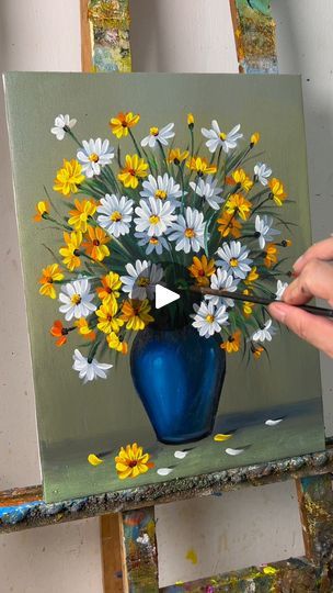 How To Paint Flowers In A Vase, How To Paint Acrylic Flowers On Canvas, Diy Crafts Painting, Flower Painting Acrylic Easy, How To Paint Flowers Acrylic Easy, Flowers Drawing Easy, Bouquet Of Flowers Painting, Easy Painting Ideas For Beginners, Artsy Flowers