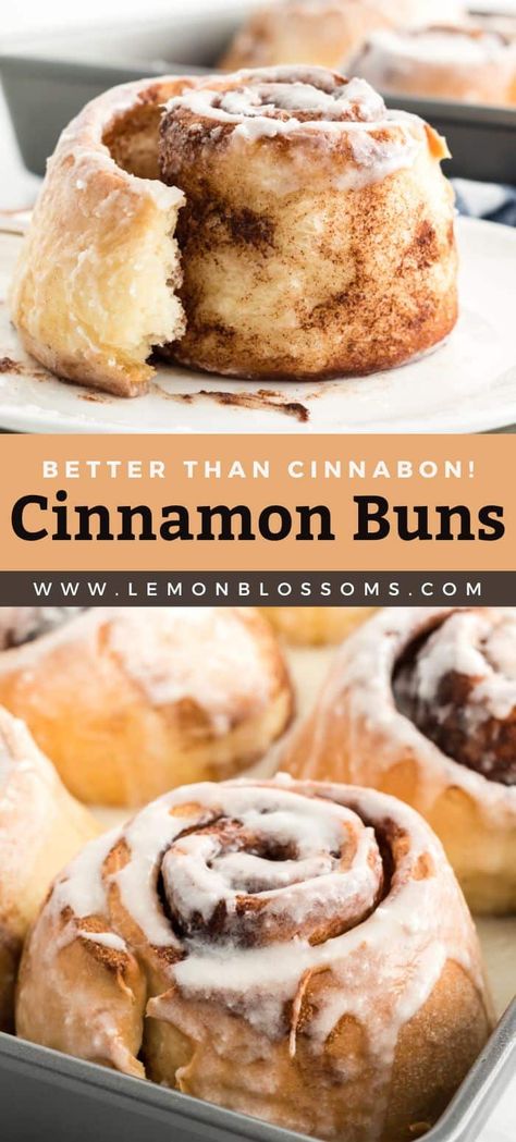 These Cinnamon Buns are big, fluffy, and full of delicious gooey cinnamon flavor. These cinnamon rolls are the absolute best irresistible breakfast treat! Melt-in-your mouth decadent just like Cinnabon! #best #cinnabon #yeast #easy #breakfast Homemade Cinnamon Rolls Fluffy, Kitchen Aid Cinnamon Buns, Cinnamon Bun Dough Recipe, Baking Recipes No Yeast, Cinnamon Buns Recipe Easy No Yeast, The Best Cinnamon Buns, Cinnamon Buns Instant Yeast, Easy Cinnamon Buns Without Yeast, Worlds Best Cinnamon Rolls