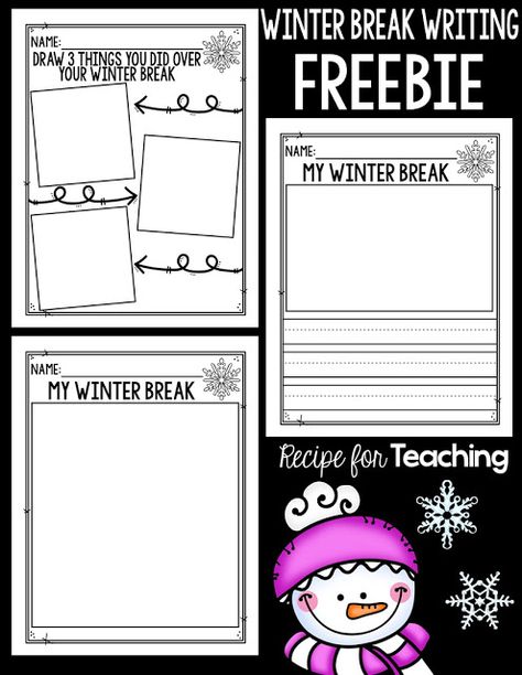 What I Did Over Winter Break, Back From Winter Break Activities Kindergarten, Classroom New Years Activities, New Years Writing Activity, After Winter Break Classroom Activities, New Year Writing, Kindergarten Journals, Winter Writing Activities, January Writing