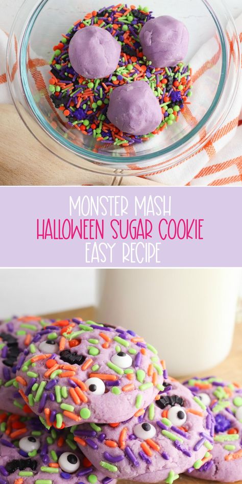 Sprinkle Cookies Halloween, Homemade Halloween Cookies Easy, Homemade Cookies Halloween, Halloween Kids Classroom Treats, Halloween Ideas With Kids, Spooky Cookies Easy, Halloween Baking With Kids, Halloween Sugar Cookie Recipe, Halloween Kids Recipes