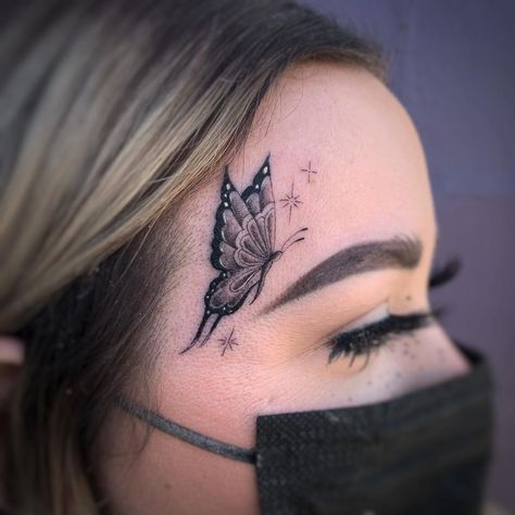 Ear Skull Tattoo, Butterfly Face Tattoo, San Diego Tattoo, Face Tats, Los Angeles Tattoo, La Tattoo, Panther Tattoo, Single Needle Tattoo, Tattoo Butterfly