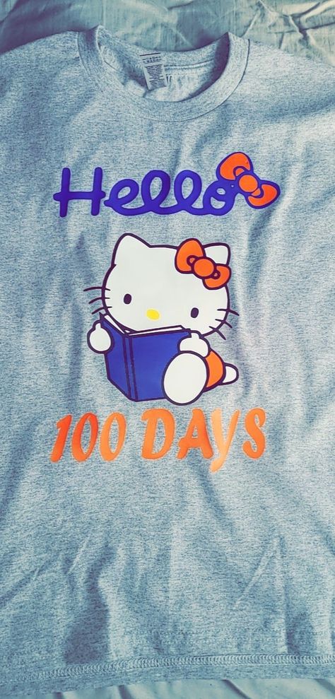 Hello Kitty 100 Days Of School, Hello Kitty Print Crew Neck T-shirt For Spring, Pokemon 100 Days Of School Shirt, 100 Days Of School Shirt Sublimation, Playful Hello Kitty Crew Neck T-shirt, 100 Days Of School Shirt, Custom Shirt, 100 Days Of School, Cat Shirts