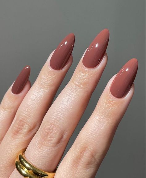 Almond Nails Winter Colors 2023 - 2024 20 Ideas: A Trendsetter's Guide - women-club.online Simple Gel Nails Summer Almond, Brown Beige Nails, Almond Nails Winter Colors, Almond Nails Winter, Uñas Color Cafe, Nail Colour, Nails Winter, Casual Nails, Almond Nail