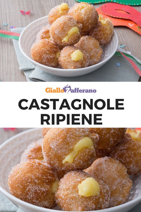 CASTAGNOLE RIPIENE: uno dei classici dolci di Carnevale da farcire con la crema che preferisci! #castagnole #ripiene #carnevale #crema #pasticcera #custard #stuffed #sweet #fried #balls #dessert #dolce #carnival #italian #food #traditional #tradizionale #easy #recipe #ricetta #facile #veloce #giallozafferano [Easy italian custard stuffed sweet fried balls recipe for Carnival] Balls Dessert, Fried Balls, Italian Custard, Food Traditional, Biscotti Cookies, Sicilian Recipes, Easy Italian, Gluten Free Pizza, Balls Recipe