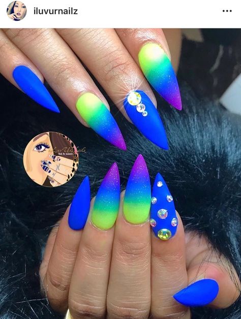 Neon blue and green nails Neon Winter Nails, Neon Blue And Purple Nails, Blue Neon Green Nails, Lime Green Blue Nails, Neon Nails Blue And Green, Bright Green And Blue Nails, Neon Green And Blue Nails, Purple Blue Green Nails, Blue And Lime Green Nails