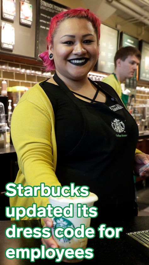 Starbucks baristas are celebrating as the coffee giant updates its dress code Starbucks Dress Code Outfits, Starbucks Work Outfit, Starbucks Outfit Barista, Starbucks Barista Outfit, Starbucks Dress Code, Barista Outfit, Starbucks Employee, Starbucks Outfit, Barista Outfits