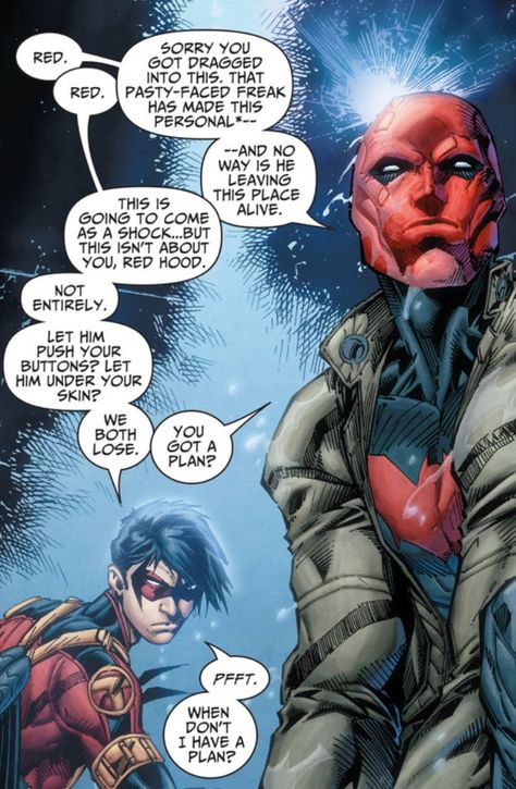 Well. I find it super adorable that they call each other Red. Pretty much died. Robin Tim Drake, Tim Drake Red Robin, Red Hood Jason Todd, Red Robin, Tim Drake, Dc Memes, Damian Wayne, Batman And Robin, Batman Family