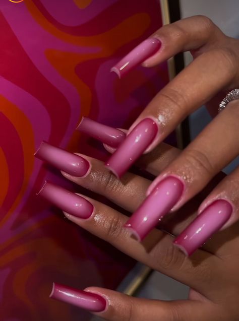 Pink Fall Nails Ideas Autumn, Pink Orange And Purple Nails, Pink Magenta Nails, Dark Pink Nails Acrylic, Square Nails Inspiration, Dark Pink Nails Designs, Nail Suite, Pink And Purple Nails Designs, Magenta Nails Design