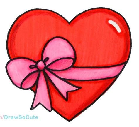 Fotos En Draw So Cute Heart With Ribbon Drawing, Cute Valentines Doodles, Valentines Day Drawings Easy, Easy Heart Drawings, Love Heart Drawing, Cute Heart Drawings, Valentine Drawing, Heart Drawings, Valentine Doodle