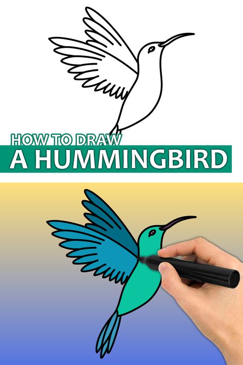 Humming Bird Drawing Easy Step By Step, Pictures Of Hummingbirds, How To Paint Hummingbirds Easy, How To Draw A Hummingbird, Hummingbird Painting Acrylic Easy, Hummingbird Drawings, Draw A Hummingbird, Hummingbird Painting Acrylic, Hummingbird Art Drawing