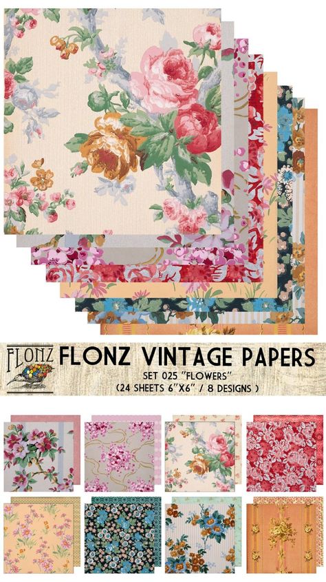 Paper Pack (24sh 6"x6") Flower Bouquet FLONZ Vintage Paper for Scrapbooking and Craft Art Nouveau Pattern, Paper Flower Bouquet, Vintage Scrapbook, Crafting Paper, Craft Paper, Arts And Crafts Supplies, Amazon Art, Scrapbook Crafts, Paper Pack