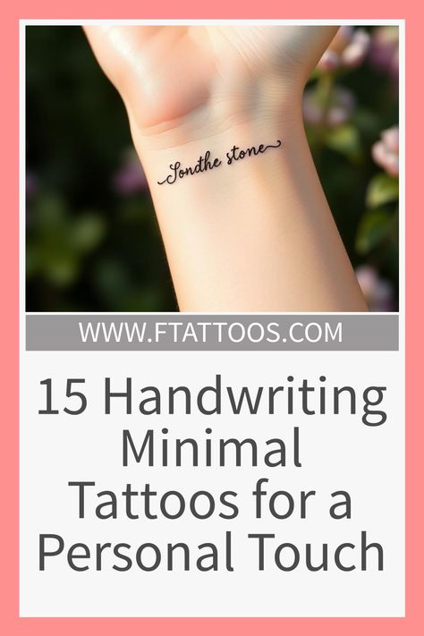 Find inspiration in these 15 handwriting minimal tattoos that add a personal touch to your body art—what meaningful message will you choose to carry? Dainty Wrist Tattoos For Women Words, Memorial Tattoo With Handwriting, Grateful Hand Tattoo, Small Hand Tattoos For Women With Meaning, Parents Signature Tattoo Ideas, Side Hand Tattoos For Women Words, Complimenting Tattoos, Tattoos On Wrist For Women, Small Phrase Tattoos For Women