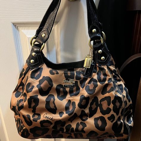 Never Used, Kept In Bag, Cloth Coach Purse. Full Sized Shoulder Bag. 2000s Purse, Leopard Print Bag, Winter Bags, Luxury Bags Collection, Fall Bags, Printed Purse, Bags Coach, Fancy Bags, 2000s Fashion Outfits