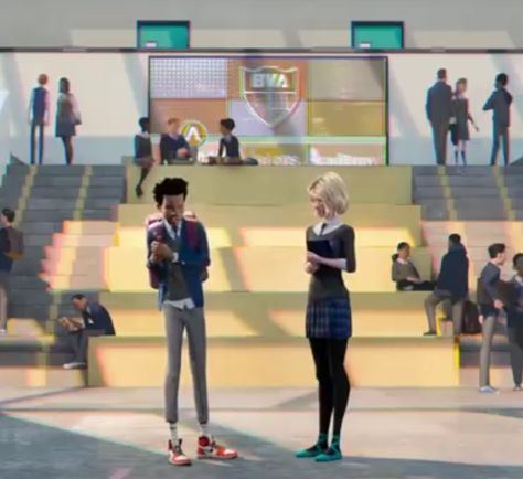 Into The Spiderverse Outfits, Miles Morales And Gwen Stacy Halloween Costume, Gwen Stacy Into The Spiderverse Outfit, Spider Gwen Outfit Ideas, Gwen Stacy Shoes, Miles Morales School, Gwen Stacy Ballet, Gwen Stacy Outfits Spiderverse, Into The Spiderverse Gwen