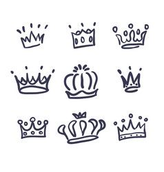 Majestic crown logo sketch prince and princess Vector Image Graffiti Sketch, Crown Illustration, Crown Drawing, Hand Drawn Icons, Crown Tattoo, Crown Logo, Sketch Style, Graffiti Drawing, Doodle Illustration