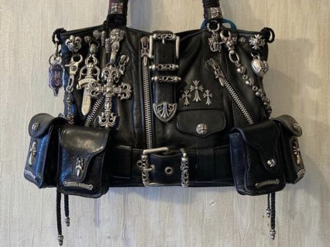 Gothic Messenger Bag, Grunge Bags, Chrome Hearts Bag, Gothic Bags, Punk Bag, Gothic Bag, Goth Outfit, Mode Punk, New Rock