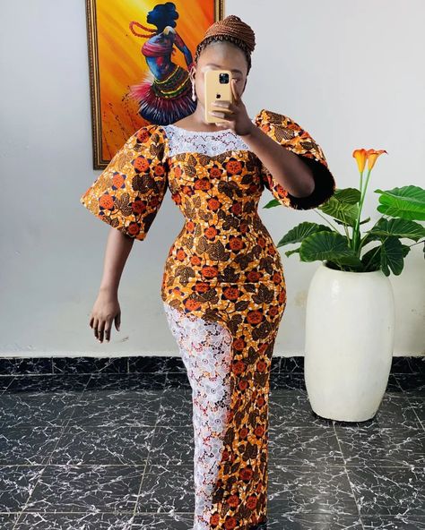 2022 Latest and Adorable Ankara Gown Styles. - Ladeey Ankara Gown Style, Ankara And Lace, Ankara Fashion Styles, Ankara Dress Designs, Ankara Long Gown, Ankara Long Gown Styles, African Fabric Dress, Ankara Designs, Combination Fashion