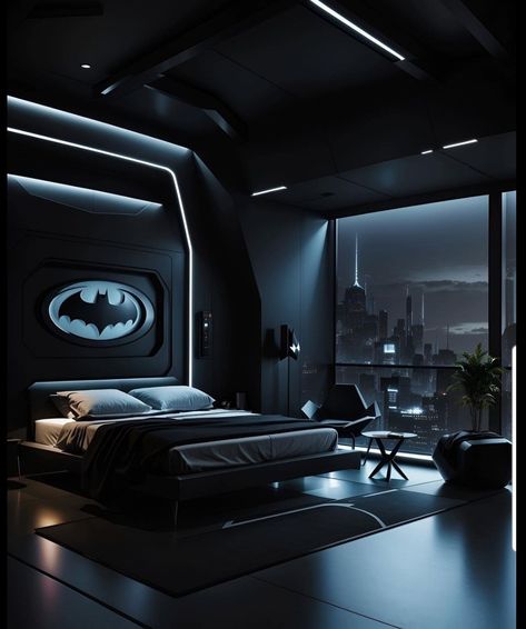 Batcave Bedroom, Batman Themed Bedroom, Batman Room Decor, Batman Bed, Batman Bedroom, Car Themed Bedrooms, Batman Room, Amazing Bedroom Designs, Cool Kids Bedrooms