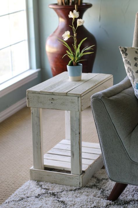 Slatted End Table | Etsy Rustic End Tables, Rustic Side Table, Diy End Tables, Western Furniture, Wooden Dresser, Wood End Tables, Diy Desk, Cheap Decor, Diy Table