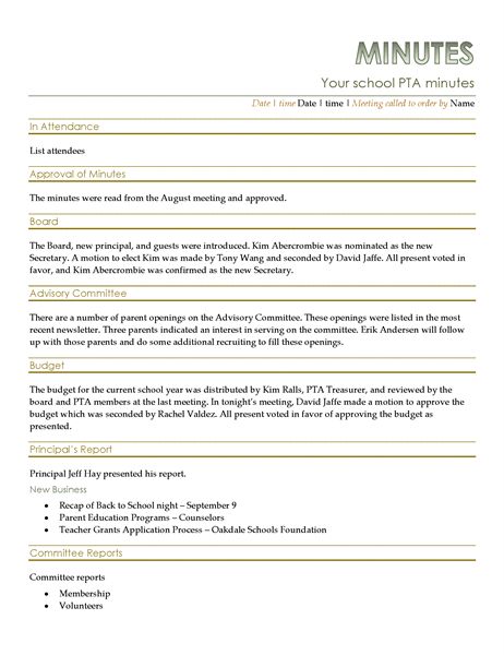 PTA meeting minutes Pto Meeting Minutes Template, Pta Secretary, Pta Secretary Minutes Template, Pto Secretary Minutes Template, Pta Meeting, Meeting Notes Template, Effective Meetings, Office Templates, Questionnaire Template