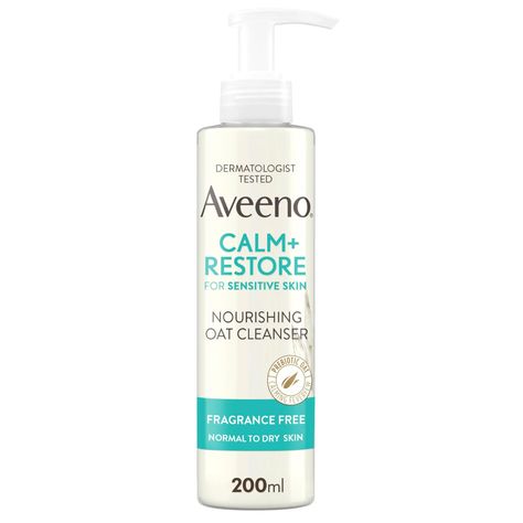 Suitable for sensitive skin types, the Aveeno Face CALM+RESTORE Nourishing Oat Cleanser purifies the skin of impurities and excess oil for a fresh, clean feel. The gentle face wash works to remove all traces of the day without stripping the skin of moisture. Enriched with feverfew and prebiotic oats, the creamy formula protects the skin barrier, while delivering a boost of hydration. After use, skin feels soothed and refreshed. Dermatologist tested. Aveeno Face Wash, Aveeno Oil, Aveeno Cleanser, Aveeno Skin Care, Super Dry Skin, Gentle Face Wash, Cleanser For Sensitive Skin, Cleansing Routine, Hygiene Care