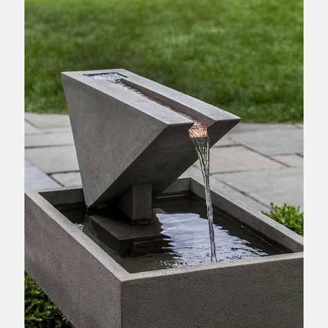 Ultra Modern Triad Outdoor Water Fountain | Kinsey Garden Decor Modern Water Feature, Water Fountain Design, Kolam Air, Taman Air, Modern Fountain, Garden Water Fountains, Garden Water Feature, Indoor Water Fountains, Backyard Water Feature