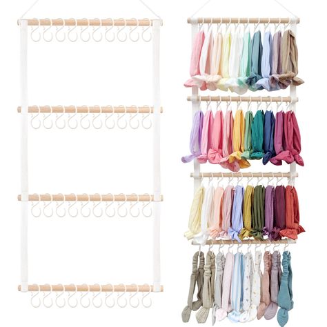 PRICES MAY VARY. 【LARGE STORAGE CAPACITY】 (without headband): The size of the headband organizer is 30*14 inches. There are 4 rows of bow headband storage areas, each row has 10 S-shaped hooks that can be slid, a total of 40 hooks. Each hook can complete up to 2 headband holder, and the headband organizer can hold up to 80 stylish headbands. Organize all your headband hair accessories in one easy place! 【TIME SAVE】Baby headband organizer allows headbands to be displayed and stored centrally. You Baby Headband Storage, Toddler Girls Room, Baby Headband Holders, Hair Accessories Organizer, Hair Accessories Display, Headband Storage, Bow Storage, Decor For Nursery, Hair Bow Organizer