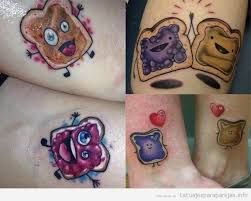 Peanut butter and jelly couples tattoo Bff Tats, J Tattoo, Matching Best Friend Tattoos, Bestie Tattoo, Sister Tattoo, Bff Tattoos, Tattoo Fails, Matching Couple Tattoos, Friendship Tattoos