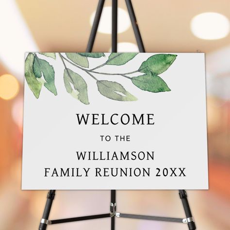 Family Reunion Green Personalized Welcome Sign - Great Barbecue Family Reunion Sign, Family Reunion Signs, Reunion Name Tags, Yard Sale Signs, Watercolor Family, Sale Signs, Foam Boards, Entrance Sign, For Sale Sign