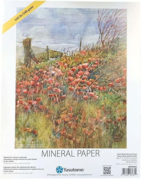 Amazon.com: Yasutomo Mineral Paper Pad, 20 Sheets, Calcium Carbonate, 14-Inch Height Silverpoint Drawing, Drawing Mixed Media, Blue Fern Studios, Watercolor Kit, Western Paintings, Paper Craft Supplies, Alcohol Ink Painting, Calcium Carbonate, Paper Artwork