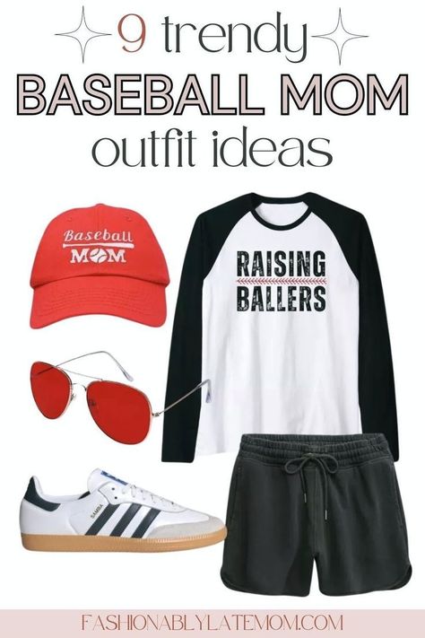 Elevate your game day style with our collection of sporty chic baseball mom outfits! From comfy tees to stylish sneakers, these looks are perfect for cheering on your favorite team. Sports Mom Outfit, Mom Outfit Ideas, Baseball Mom Outfits, Casual Mom Style, Trendy Caps, Mom Outfit, Casual Outfits For Moms, Fashionably Late, Classic Denim Jacket