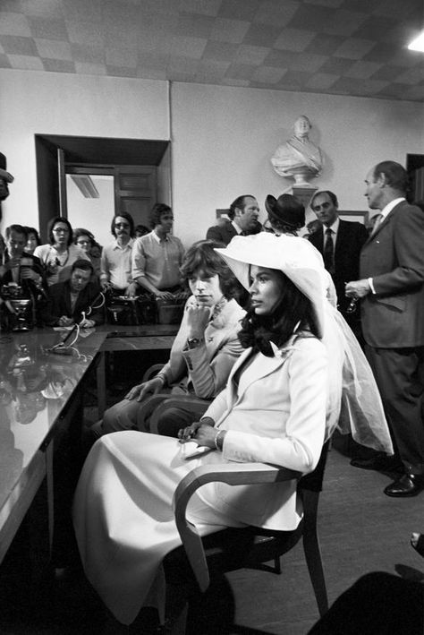 Mick and Bianca wedding, 1971 Bianca Jagger, Nobel Peace Prize, Jim Morrison, Mick Jagger, Fashion Icon, Saint Tropez, Vintage Movies, Still Image, Rolling Stones