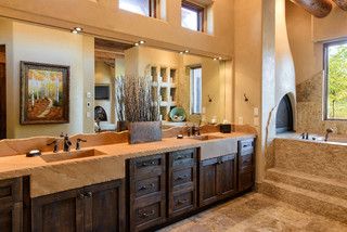 Southwest Bathroom Ideas, 70 Bathroom, Contemporary Home Bar Designs, Southwest Bathroom, Southwestern Bathroom, Mediterranean Bathroom, Contemporary Southwest, Home Bar Design, Southwest Decor