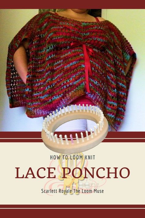 Learn how to make this great spring kaftan or poncho on the loom!!! Loom Knitting Poncho, How To Loom Knit, Toddler Poncho, Needle Crochet, Knitting Poncho, Loom Crochet, Lace Poncho, Peg Loom, Loom Knit