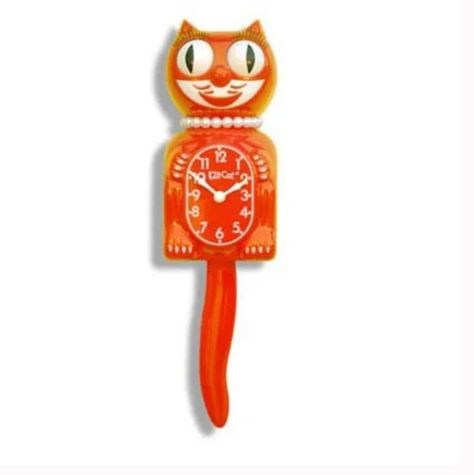 RARE VINTAGE Tangerine Tango Orange Lady Kit Cat Klock WOW! Here is another blast from the past, a Tangerine Tango Lady Kit-Cat This super hard to find clock comes in it's original box! You will most likely never see another one like it! Get this one while you can! Kit-Cat Klocks full sized Tangerine Tango Lady kit kat klock Kit Cat Clock Powered by 2 "C" batteries (not included) The Kit-Cat Klock is 100% American made.  All Kit-Cat Klocks have the patented double animated feature of "Rolling ey Rolling Eyes, Kit Cat Clock, Cat Clock, Felix The Cats, Blast From The Past, Kit Kat, Dream House Decor, Art Teacher, American Made