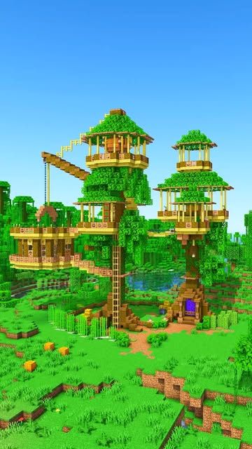 Charliecustard Builds on Instagram: "Build it! (Jungle Treehouse Base) - link in bio!

The 3D Guide is online and has a materials list included. No mods or addons are required!

📥Included downloads: Java / Bedrock world and Schematic.

#minecraft#charliecustardbuilds" Treehouse Minecraft Ideas Jungle, Minecraft Treehouses Jungle, Minecraft Houses Treehouse, Minecraft Forever World, Minecraft Custom Jungle Tree, Jungle Houses Minecraft, Jungle Biome Houses Minecraft, Minecraft Building Ideas Jungle, Jungle Tree House Minecraft