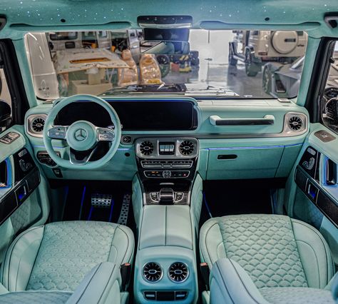 Luxury Cars Interior Aesthetic, G Wagon Blue Interior, Cars Interior Aesthetic, G Wagon Red Interior, Luxury Cars Interior, Mercedes G Wagon Interior, G Wagon Interior, Black G Wagon, Mercedes Benz Interior