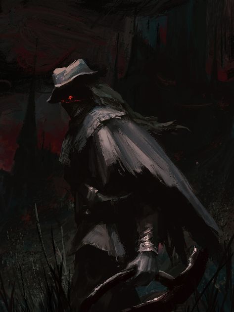 ArtStation - The old hunter, Zhuoxin Ye Old Hunter, Cowboy Posters, Bloodborne Art, 8bit Art, World Of Darkness, 다크 판타지, Vampire Hunter, Bloodborne, Gothic Horror