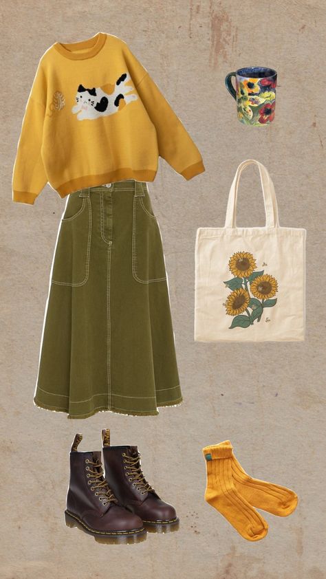 Reading Outfit Aesthetic, 90s Aesthetic Outfit Plus Size, Art Fashion Aesthetic, Baking Outfit Aesthetic, Colourful Retro Outfits, Homesteading Aesthetic Outfit, Clothes To Wear On Your Period, Little Women Outfit Ideas, Book Character Outfits