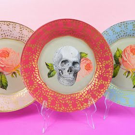 Plates Diy, Dollar Store Crafts, Crafty Craft, Crafty Diy, Glass Plates, Colorful Boho, Diy Projects To Try, Diy Halloween, Dollar Stores