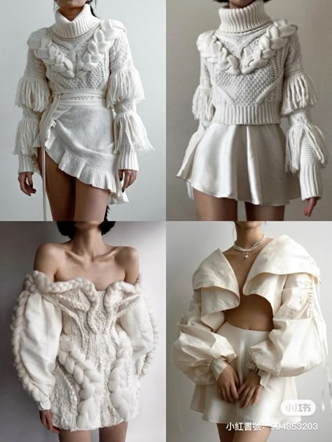 Avant Garde Fashion Couture, Fashion Knitwear, Wear Crop Top, Crochet Fashion Patterns, Creation Couture, Knitwear Fashion, Mode Inspo, Knit Fashion, White Outfits